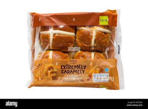 Pack Of Extremely Caramely Hot Cross Buns From M S Isolated On White Background Rich And