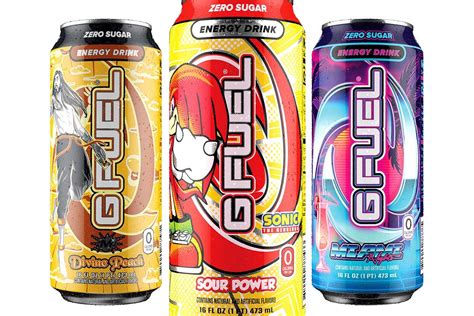 Miami Nights, Sour Power and Divine Peach G Fuel energy drink