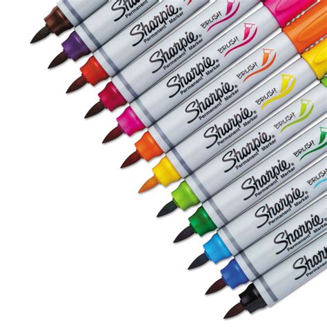 Sharpie Permanent Markers Brush Tip Assorted 12 Pack