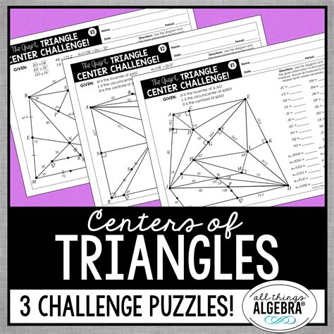 centers  triangles circumcenter incenter centroid challenge
