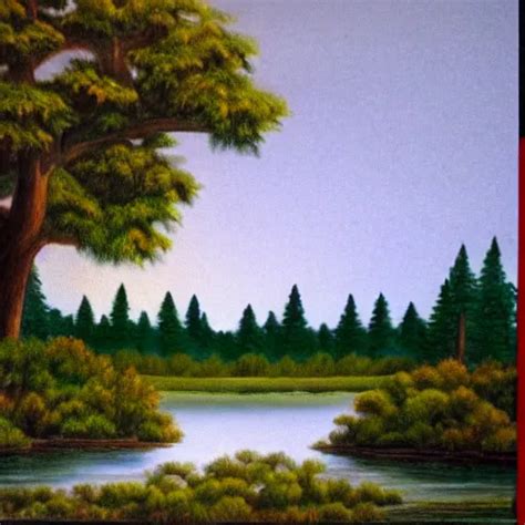 Bob Ross Drawing A Forest With A Lake Stable Diffusion Openart