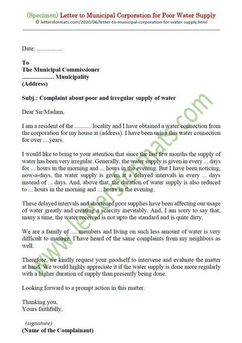 Letter For Water Supply Problem In English 130 Sommon Mistakes In