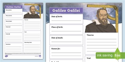 Galileo Galilei Fact File Template Lehrer Gemacht Twinkl