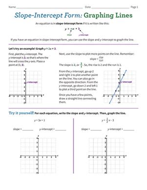 Slope-Intercept Form: Graphing Lines | Worksheet | Education.com ...