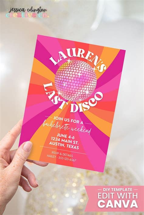 Last Disco Bachelorette Party Invitation With Itinerary Etsy Canada