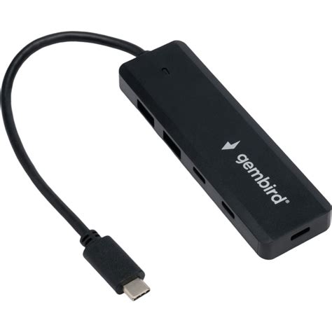 Разветвитель Gembird USB3.1 2xUSB, 2xType-C, с доп.питанием (порт Type ...