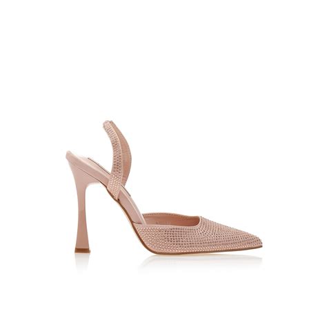 Pantofi Cu Tocuri Nude Satin Cu Strasuri Tsoukalas Shoes