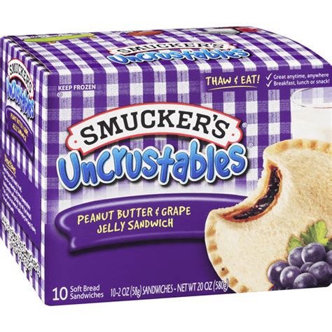 Smuckers Uncrustables Sandwich Peanut Butter And Grape Jelly Buehlers