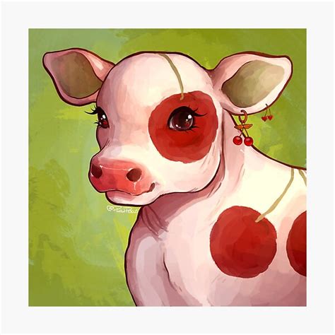 Cherry Cow Photographic Print By Priskalee Redbubble