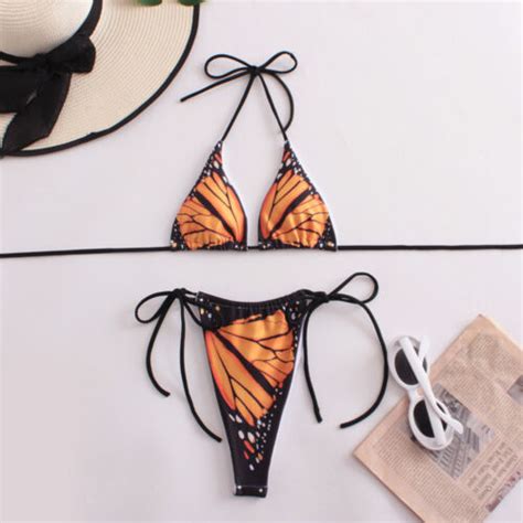 Women Micro Mini Bikini Set Ring Butterfly Thong Bathing Suit Swimwear EBay