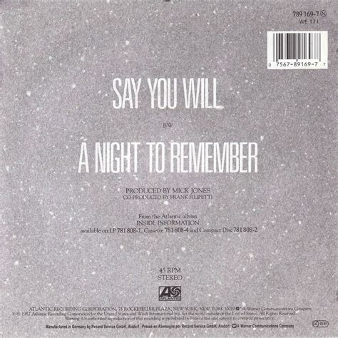 Say you will by Foreigner, SP with jlrem - Ref:115868560