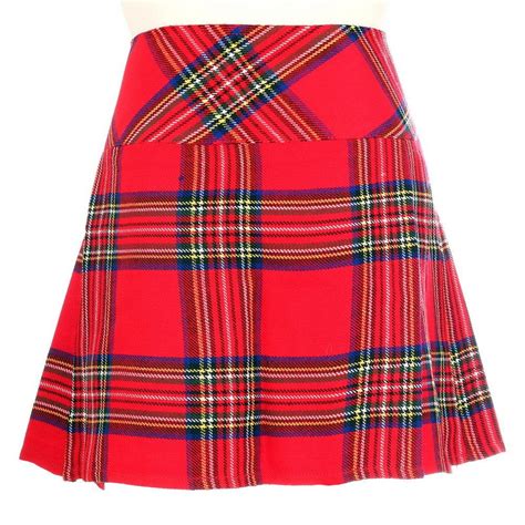 New Ladies Royal Stewart Tartan Scottish Mini Billie Kilt Mod Skirt Red