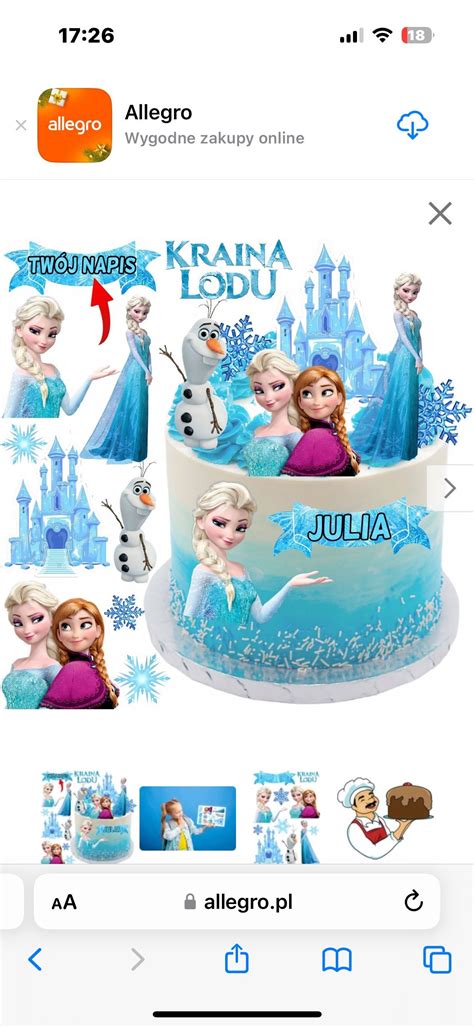 Op Atek Na Tort Kraina Lodu Frozen Elsa Anna Ozdoby Na Tort Lubin Olx Pl