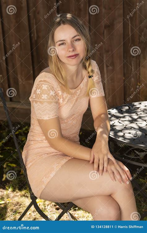 Brunette In Peach Stock Image Image Of Lace Gorgeous