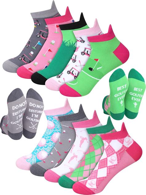 Floraltop 10 Pairs Novelty Low Cut Golf Socks Women Athletic Ladies Ankle Cushioned Performance