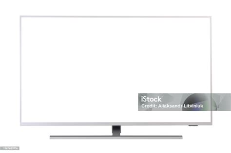 Tv Led Besar Dengan Layar Putih Dengan Latar Belakang Putih Foto Stok