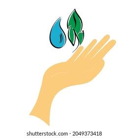 Hand Leaf Water Drop Concept Stock Vector Royalty Free