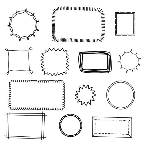 Premium Vector Doodle And Square Scalloped Frames Hand Drawn