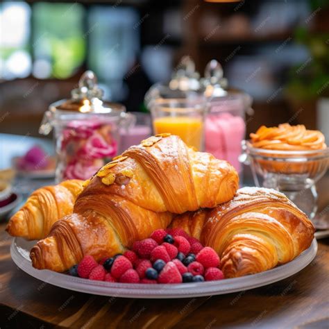 Premium AI Image | Assortment of French Pastries and Glossy Croissant