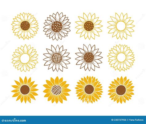 Sunflower Simple Icon Flower Silhouette Vector Illustration Sunflower