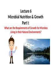 Lecture Microbial Nutrition Growth Part I Requirements Course