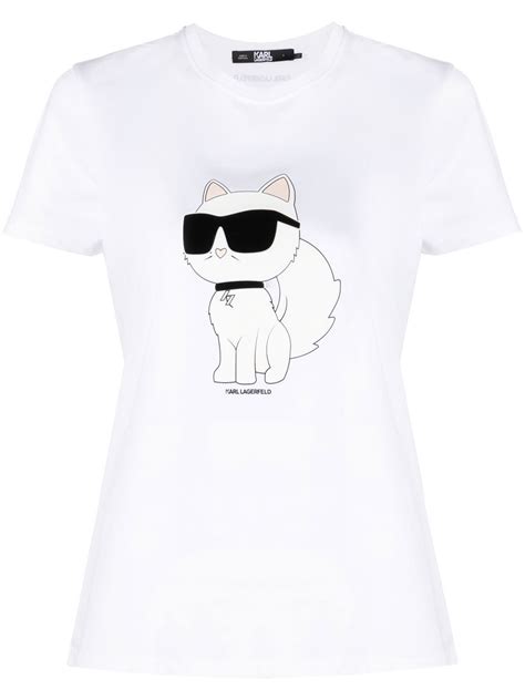 Karl Lagerfeld Ikon Choupette Organic Cotton T Shirt White Farfetch