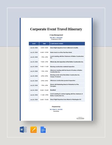 7+ Event Itinerary Templates - Free Downloads | Template.net