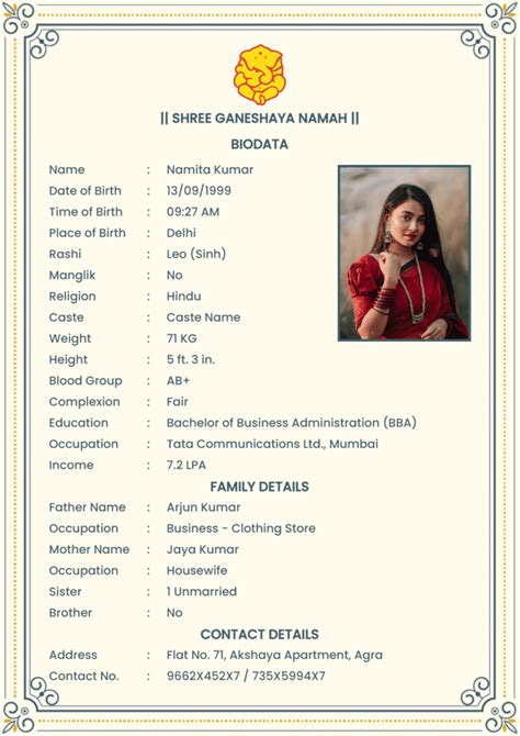 Free Marriage Biodata Format Download Biodata For Marriage