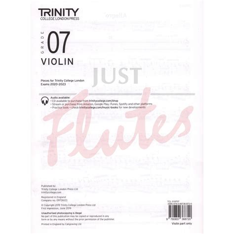 Trinity Violin Exam Pieces Grade 7 2020 2023 Vln Part Only