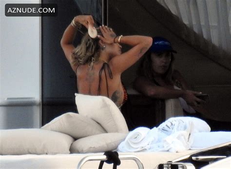 Rita Ora Seen In A Tiger Print Bikini Whilst On A Yacht In Corfu Aznude