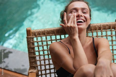 Sexy Woman In Bikini Sunbathing Girl In Bikini Near Swimming Pool In Summer Beautiful Female