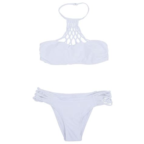 Sexy Halter Bikini Set Acolchoado Swimwear Swimwear Branco Body Suits AliExpress