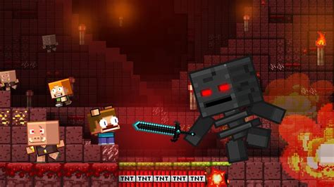 Wither Skeleton Chasing Zombified Piglin In Nether War Minecraft