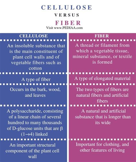 What is the Difference Between Cellulose and Fiber - Pediaa.Com