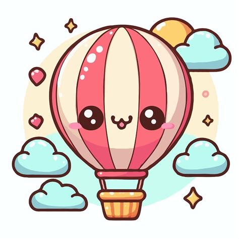 Premium Vector Cute Hot Air Balloon Vector On White Background