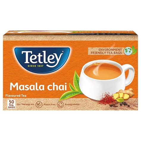 Tetley Masala Chai Tea Bags 50s With Natural Flavor Black Tea