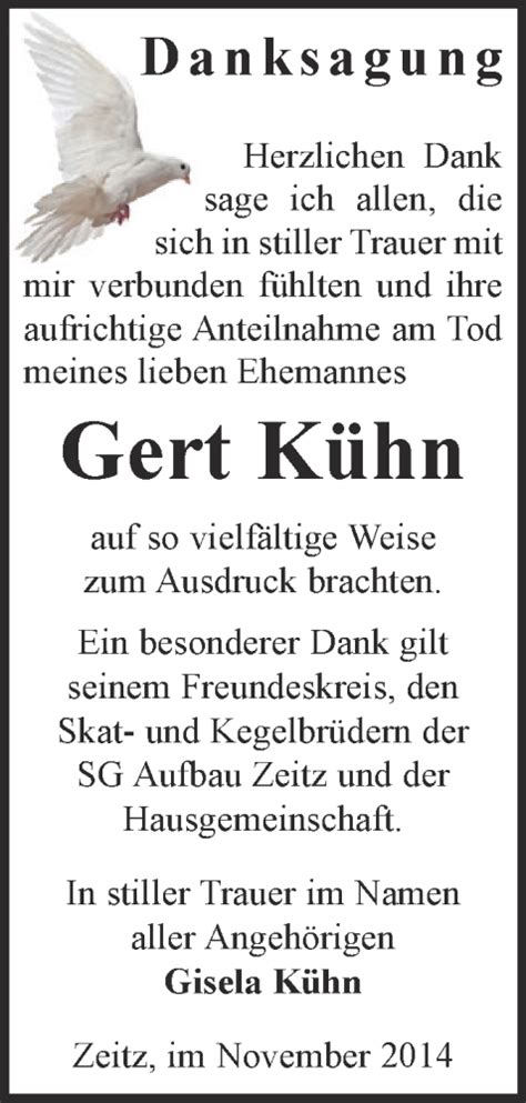 Traueranzeigen von Gert Kühn abschied nehmen de