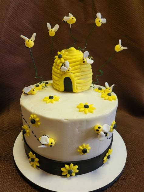 bumble bee cake  yellow flowers bee themed cake  text bee