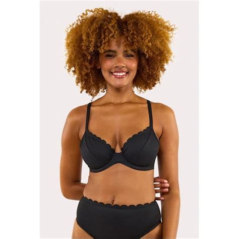 Peek And Beau Fb Exclusive Mix Match Scallop Wire Bikini Women Black Flannels