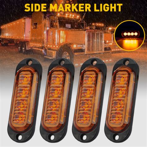 4pcs Amber 4 Led Side Marker Lights Clearance Lamp For Rv Truck Trailer Boat Van Ebay