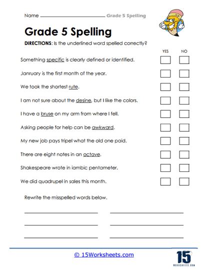 5th Grade Spelling Words Worksheets 15 Worksheets