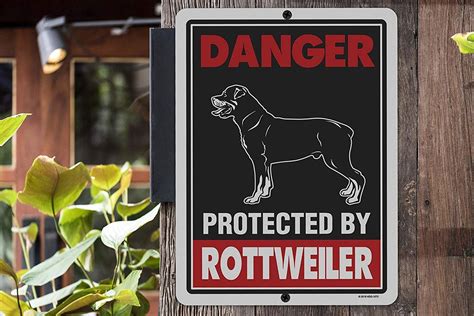 Rottweiler Sign Danger Protected By Rottweiler 9 X 12 Inch Etsy