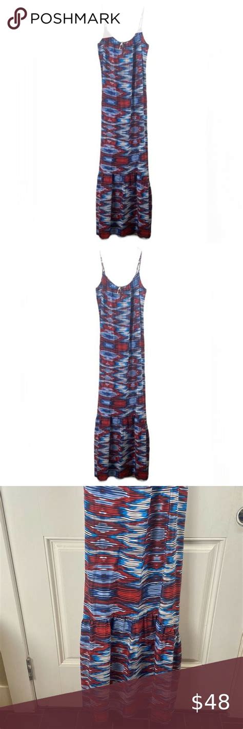 Twelfth Street By Cynthia Vincent Sleeveless Multicolor Maxi Silk Dress