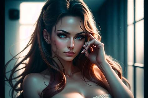 Premium Photo Beautiful Woman With Long Hair In Elegant Lingerie