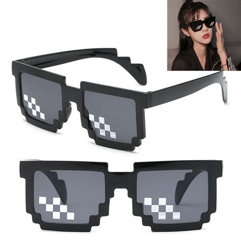 8 Bit Thug Life Sunglasses Pixelated Men Women Party Minecraft Cosplay Eyeglasses Mosaic Vintage