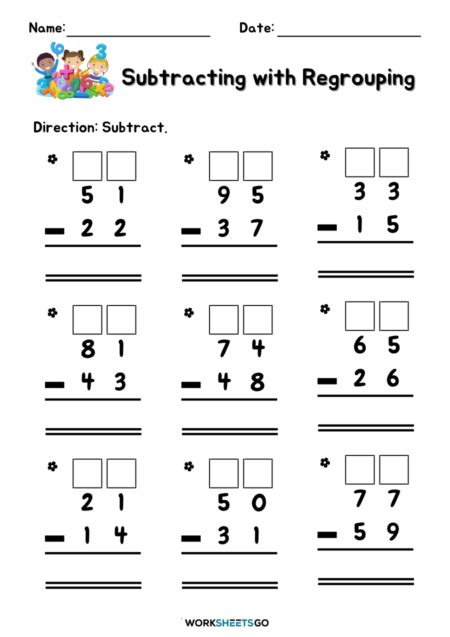 Subtracting With Regrouping Worksheets | WorksheetsGO