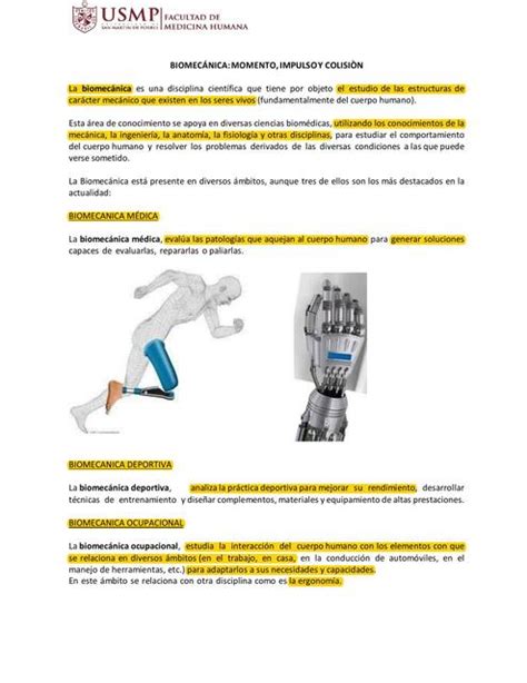 Biomecánica Momento impulso y colisión Tiroxina Med uDocz