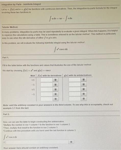 Solved Integration By Parts Indefinite Integral Let U