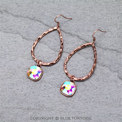 Teardrop With Glass Stone Dangle Earrings Bluetortoisewholesale