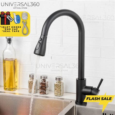 Upgraded Sus Kitchen Faucet Pull Out Mixer Tap Black Hot Cold Kitchen Faucet Spring Style